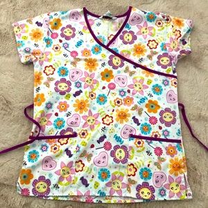 Just Love Happy Flowers XS Scrub Top